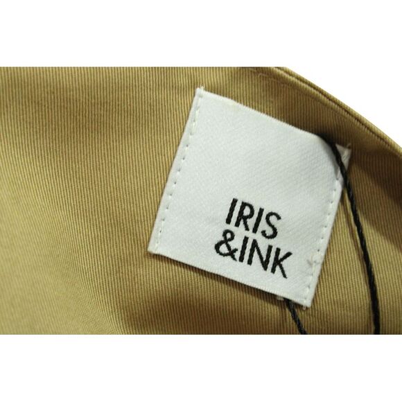 Iris & Ink Belted Sleeveless Dress in Khaki Cotton